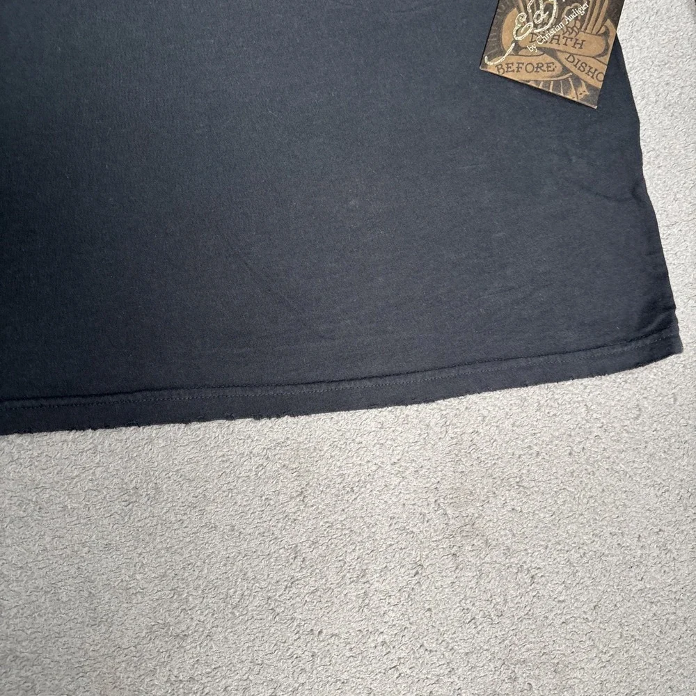 Ed Hardy Love Kills Slowly Long Sleeve Shirt Black Rhinestone Skull XL‎ NWT